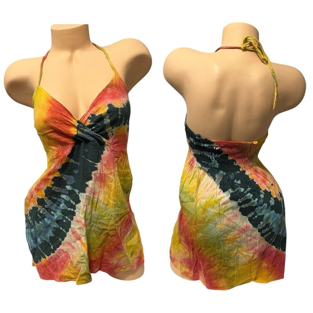 Vintage Urban Nomad Womens Y2K Festival Babydoll Tank Top Size Small Med Tie-dye